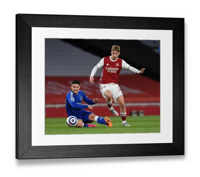 Framed Print : Arsenal vs Everton: Emile Smith Rowe Clashes with James Rodriguez in Premier League Showdown Framed Print : Arsenal vs Everton: Emile Smith Rowe Clashes with James Rodriguez in Premier League Showdown