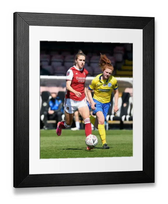 Framed Print : Arsenal's Vivianne Miedema Faces Off Against Brighton's Libby Bance in Empty Meadow Park - FA WSL Matchday