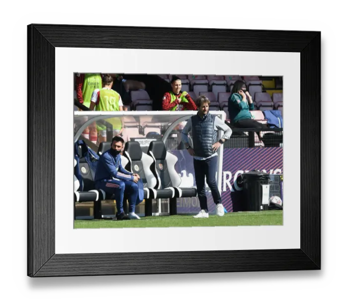 Framed Print : Montemurro Leads Arsenal Women Past Brighton in Empty Meadow Park