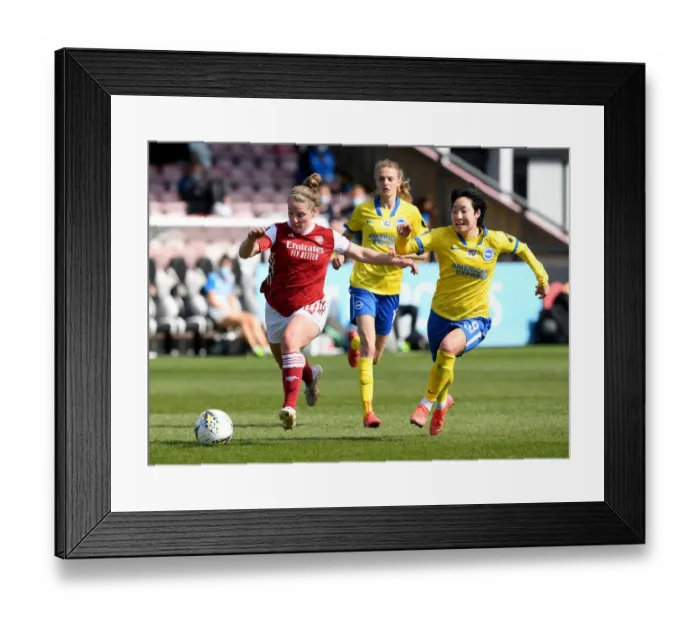 Framed Print : Arsenal's Kim Little Faces Off Against Brighton's Lee Geum-min in Empty FA WSL Match