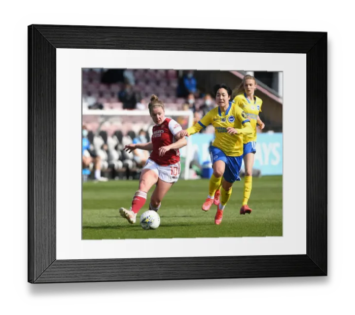 Framed Print : Arsenal's Kim Little vs. Brighton's Lee Geum-min: A Showdown in Empty FA WSL Match Framed Print : Arsenal's Kim Little vs. Brighton's Lee Geum-min: A Showdown in Empty FA WSL Match