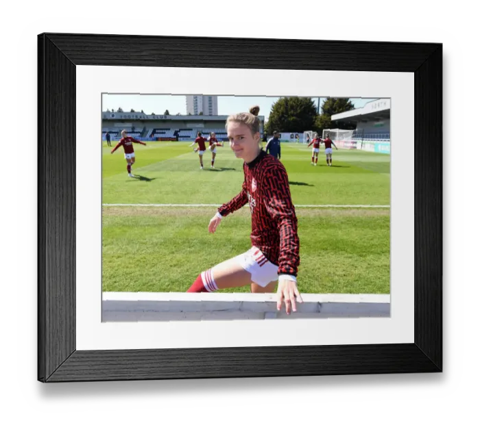 Framed Print : Arsenal's Miedema Scores in Empty Meadow Park: Arsenal Women vs Brighton & Hove Albion, FA WSL 2021
