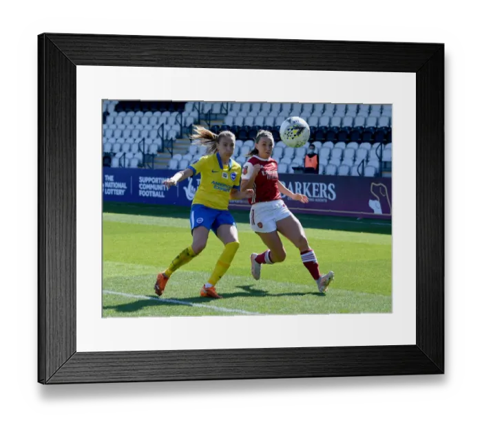 Framed Print : Arsenal Women vs Brighton: FA WSL Match at Empty Meadow Park (April 2021) Framed Print : Arsenal Women vs Brighton: FA WSL Match at Empty Meadow Park (April 2021)