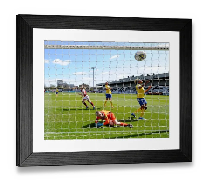 Framed Print : Arsenal Women's Victory: Nobbs Scores Second Goal Against Brighton in Empty Meadow Park Framed Print : Arsenal Women's Victory: Nobbs Scores Second Goal Against Brighton in Empty Meadow Park