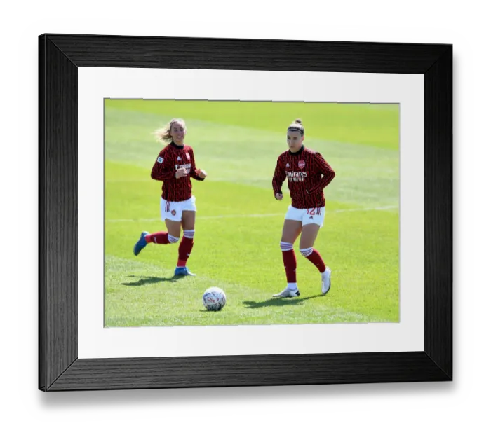 Framed Print : Arsenal Women Prepare for Match Against Brighton & Hove Albion in Empty Meadow Park