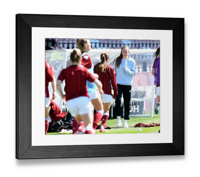 Framed Print : BOREHAMWOOD, ENGLAND - APRIL 25: Lisa Evans of Arsenal before the Barclays FA Womens Super League match between Arsenal