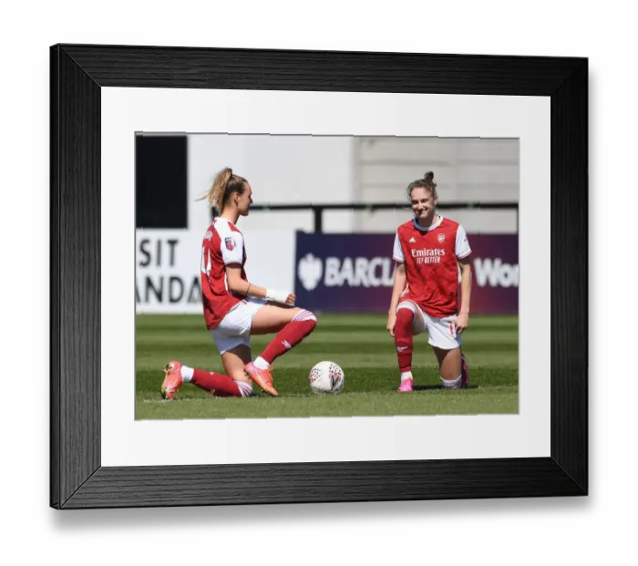 Framed Print : Arsenal Women vs. Brighton & Hove Albion: Taking a Knee in Empty Meadow Park - FA WSL Match