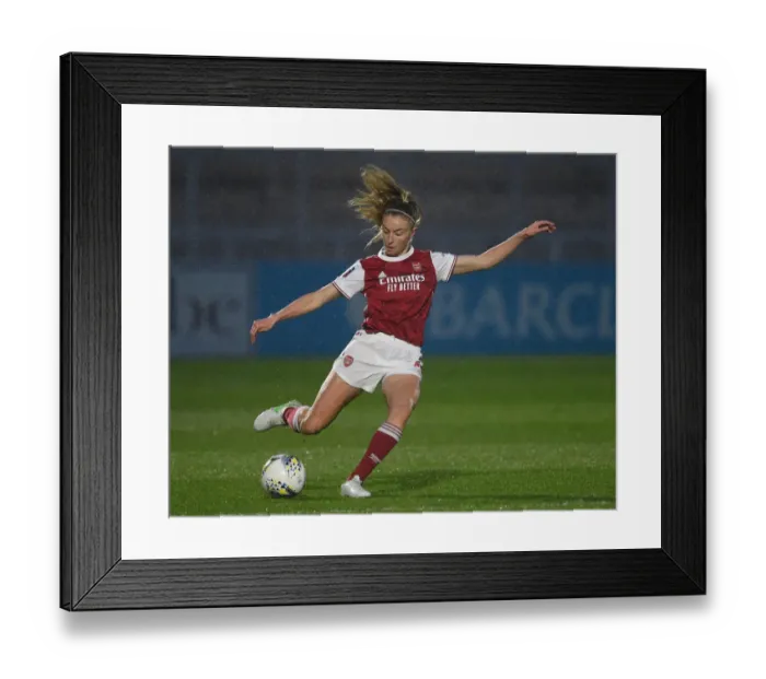 Framed Print : Arsenal Women vs. West Ham United Women: 2021 FA WSL Match in Empty Stands
