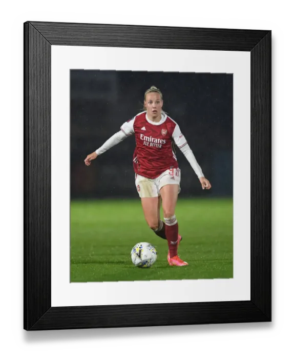 Framed Print : Arsenal's Beth Mead Scores in Empty Meadow Park: FA WSL 2021 - Arsenal Women vs West Ham United Women