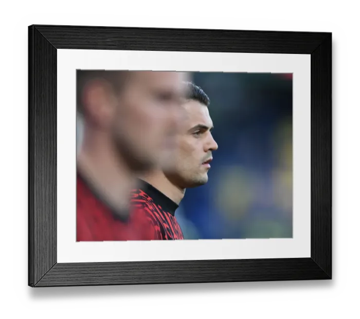 Framed Print : Arsenal's Granit Xhaka at Villarreal's Empty Estadio de la Ceramica - UEFA Europa League Semi-Final