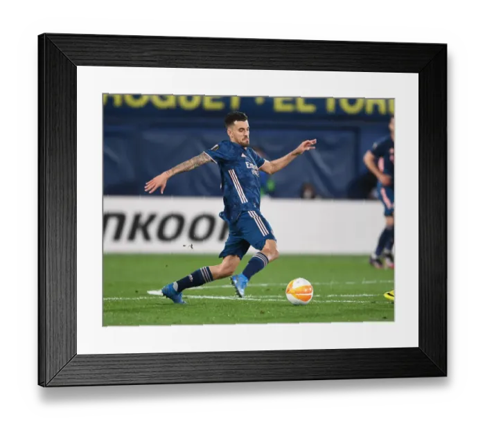 Framed Print : Dani Ceballos in Action: Arsenal's Europa League Semi-Final Battle against Villarreal (2020-21)