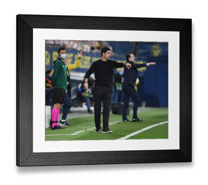 Framed Print : Mikel Arteta Leads Arsenal in UEFA Europa League Semi-Final Clash Against Villarreal at Empty Estadio de la Ceramica Framed Print : Mikel Arteta Leads Arsenal in UEFA Europa League Semi-Final Clash Against Villarreal at Empty Estadio de la Ceramica