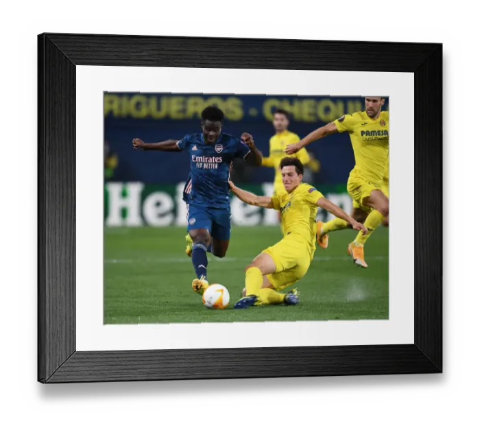 Framed Print : Bukayo Saka Foul by Pau Torres: Villarreal vs. Arsenal - UEFA Europa League Semi-Final Leg One (2021) Framed Print : Bukayo Saka Foul by Pau Torres: Villarreal vs. Arsenal - UEFA Europa League Semi-Final Leg One (2021)