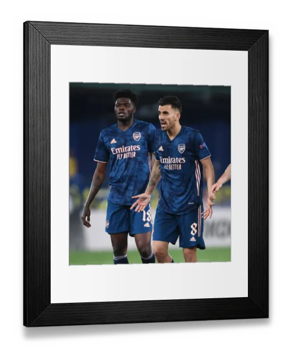 Framed Print : Arsenal's Dani Ceballos Red-Carded in Europa League Semi-Final Clash with Villarreal