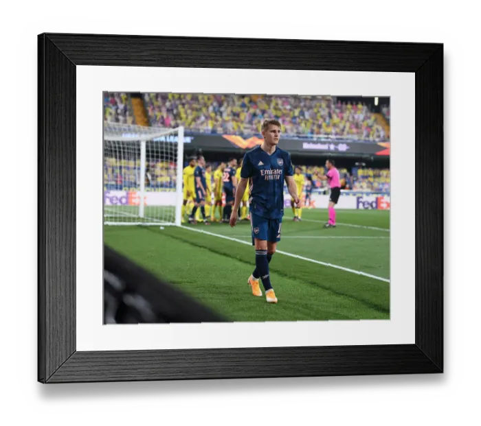 Framed Print : Arsenal's Martin Odegaard Substituted in UEFA Europa League Semi-Final vs Villarreal