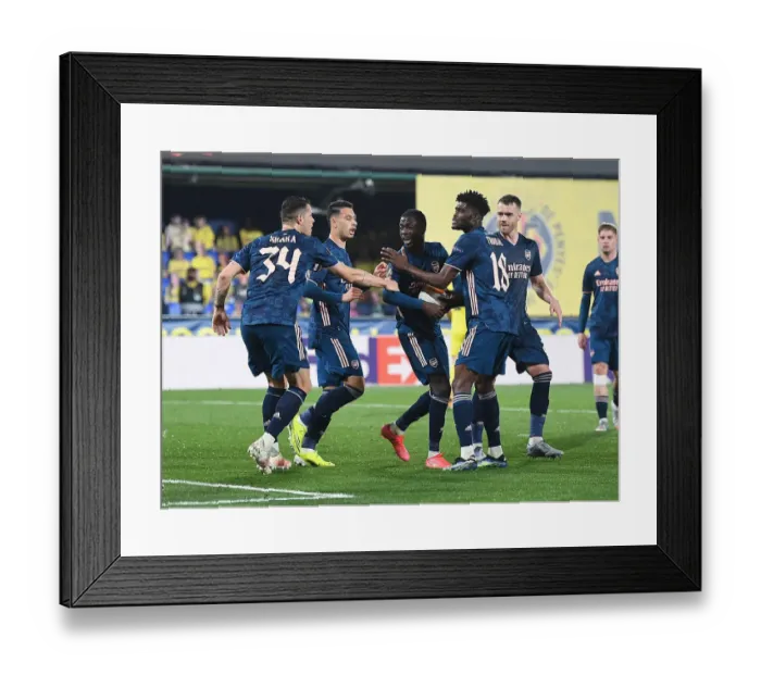 Framed Print : Nicolas Pepe Scores in Europa League Semi-Final: Arsenal's Thrilling Victory Over Villarreal