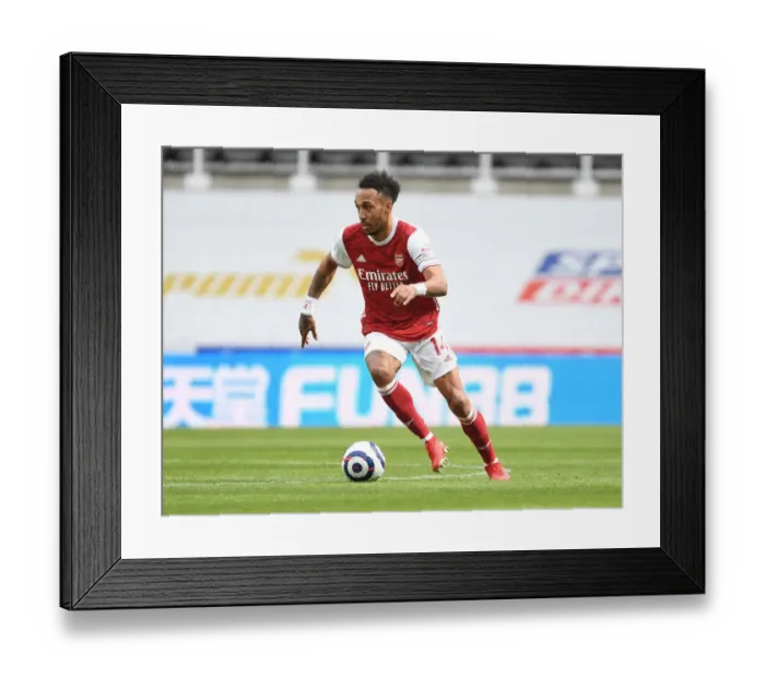 Framed Print : Arsenal's Aubameyang Scores in Empty St. James Park: Newcastle United vs Arsenal (2021-22 Premier League)