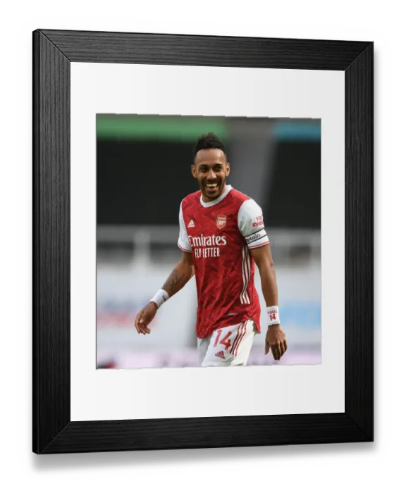 Framed Print : Arsenal's Aubameyang Scores in Empty St. James Park: Newcastle United vs Arsenal (2021-22 Premier League)