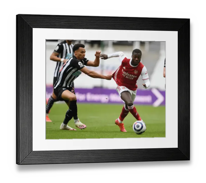 Framed Print : Pepe vs Murphy: Battle at St. James Park - Arsenal vs Newcastle United, Premier League 2021 (Behind Closed Doors)