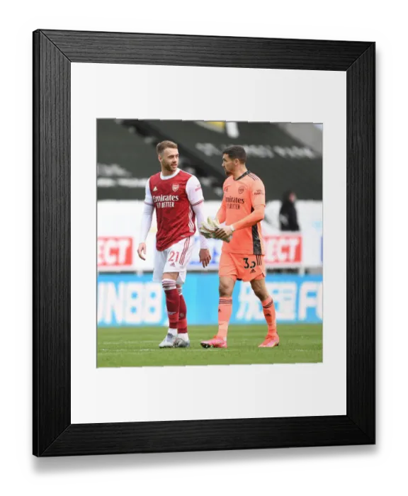 Framed Print : Arsenal Players Calum Chambers and Mat Ryan Before Empty St. James Park for Newcastle United vs Arsenal (2021-2022 Premier League) Framed Print : Arsenal Players Calum Chambers and Mat Ryan Before Empty St. James Park for Newcastle United vs Arsenal (2021-2022 Premier League)