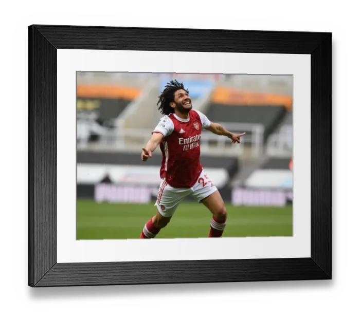 Framed Print : Mohamed Elneny Scores Game-Winning Goal: Arsenal Triumphs Over Newcastle in Empty St. James Park
