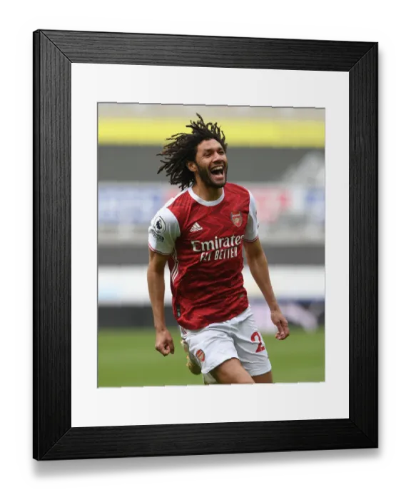 Framed Print : Elneny Scores the Winner: Arsenal Triumphs Over Newcastle in Empty St. James Park (2020-21)