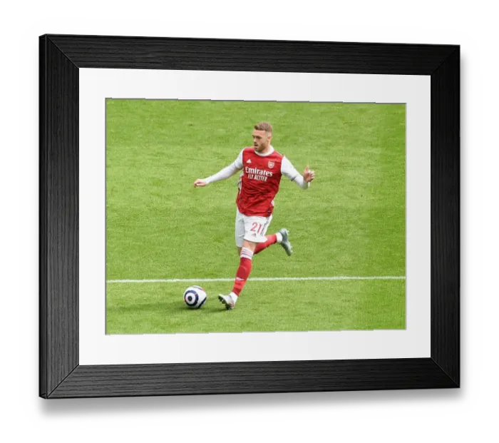Framed Print : Arsenal's Calum Chambers at Empty St. James Park: Arsenal vs. Newcastle United (2020-21) Amidst Coronavirus Restrictions