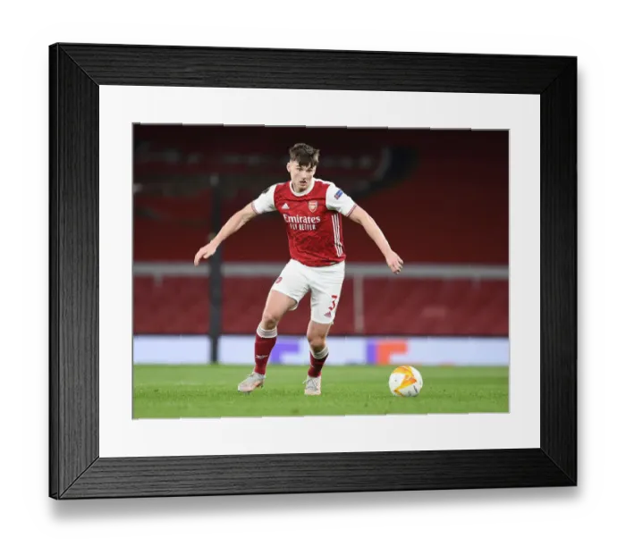 Framed Print : Arsenal's Kieran Tierney in UEFA Europa League Semi-Final at Emirates Stadium (Behind Closed Doors)