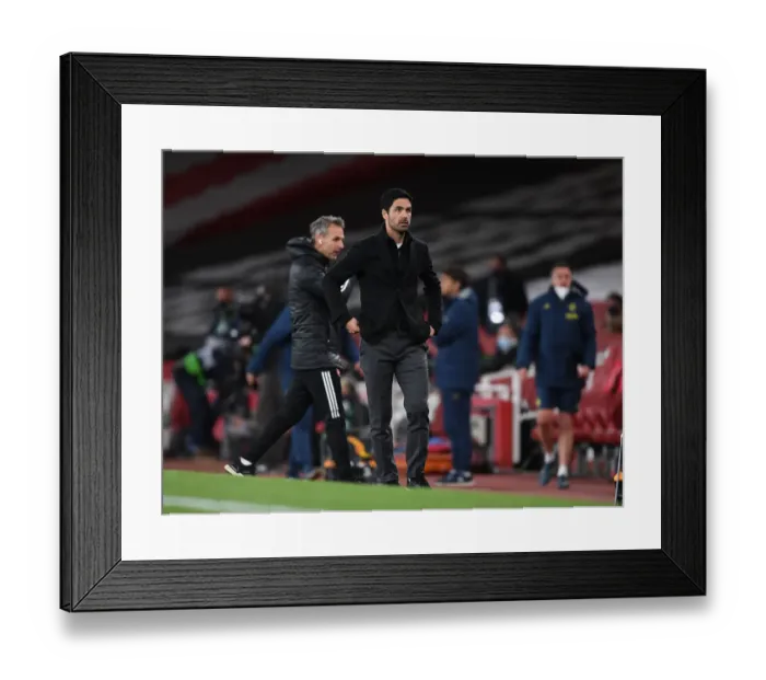 Framed Print : Mikel Arteta Leads Empty Emirates: Arsenal's Europa League Semi-Final Battle against Villarreal