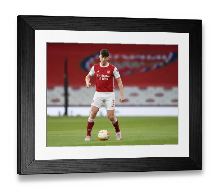 Framed Print : Arsenal's Kieran Tierney in UEFA Europa League Semi-Final: Emirates Stadium Showdown Amidst Pandemic Restrictions Framed Print : Arsenal's Kieran Tierney in UEFA Europa League Semi-Final: Emirates Stadium Showdown Amidst Pandemic Restrictions