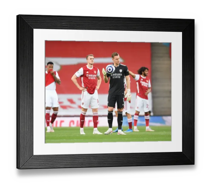 Framed Print : Arsenal Players Rob Holding and Bernd Leno Before Empty Emirates Stadium - Arsenal v West Bromwich Albion, 2021-22 Premier League Framed Print : Arsenal Players Rob Holding and Bernd Leno Before Empty Emirates Stadium - Arsenal v West Bromwich Albion, 2021-22 Premier League