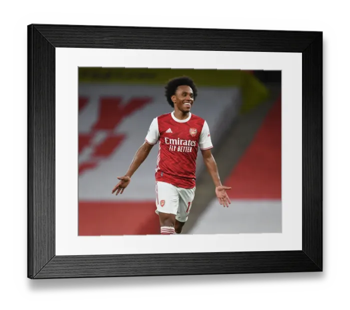 Framed Print : Arsenal's Willian Scores Third Goal in Empty Emirates Stadium Against West Bromwich Albion (2020-21) Framed Print : Arsenal's Willian Scores Third Goal in Empty Emirates Stadium Against West Bromwich Albion (2020-21)