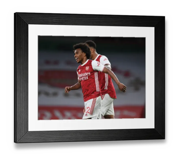 Framed Print : Willian Scores Arsenal's Third Goal in Empty Emirates Stadium Against West Brom Framed Print : Willian Scores Arsenal's Third Goal in Empty Emirates Stadium Against West Brom
