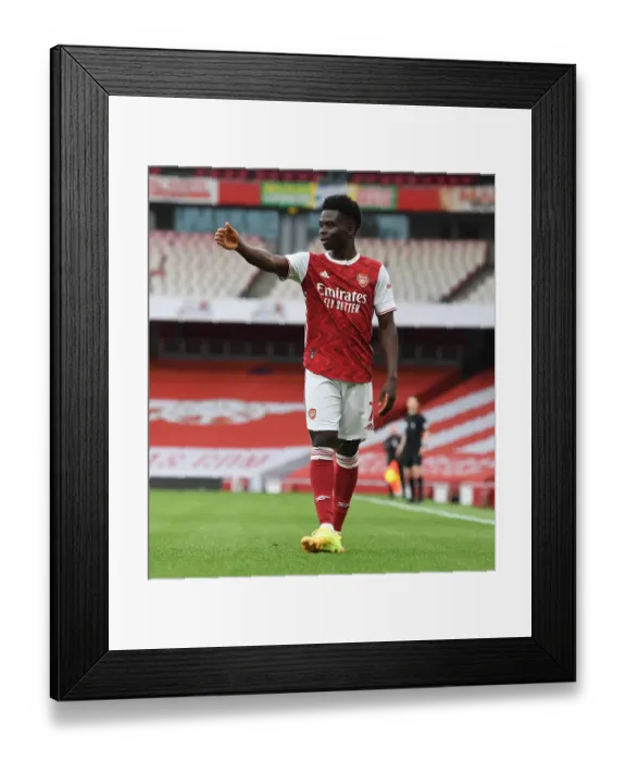 Framed Print : Bukayo Saka in Action: Arsenal vs. West Bromwich Albion (2020-21) - Emirates Stadium