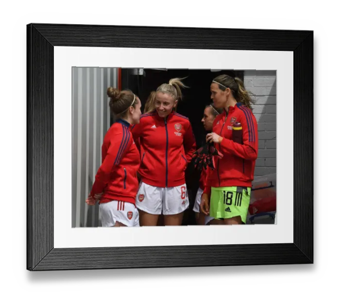 Framed Print : Arsenal Women Triumph in FA WSL Clash Amidst COVID-19: A Pre-Match Moment of Solidarity