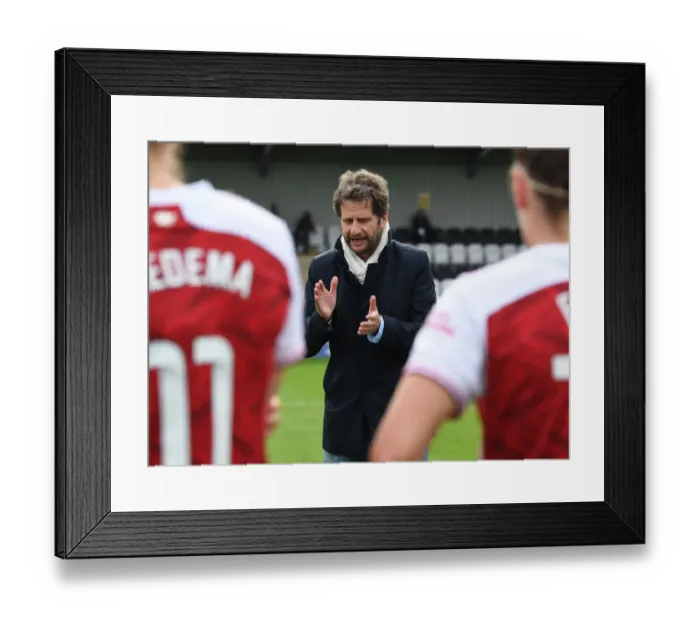 Framed Print : Arsenal Women's FA WSL: Montemurro's Post-Match Reflections Amidst Empty Stands (Arsenal vs Aston Villa, 2021) Framed Print : Arsenal Women's FA WSL: Montemurro's Post-Match Reflections Amidst Empty Stands (Arsenal vs Aston Villa, 2021)