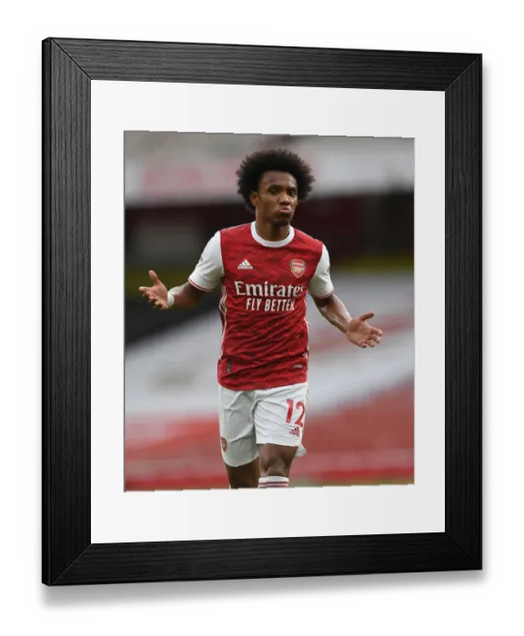 Framed Print : Arsenal's Willian in Action: 2020-21 Premier League Match vs. West Bromwich Albion (Behind Closed Doors)