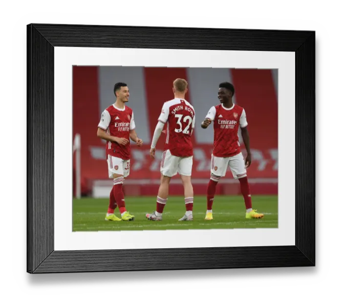 Framed Print : Arsenal's Young Trio Unite: Behind-Closed-Doors Chat Amidst Empty Emirates Stadium (Arsenal v West Bromwich Albion, 2021) Framed Print : Arsenal's Young Trio Unite: Behind-Closed-Doors Chat Amidst Empty Emirates Stadium (Arsenal v West Bromwich Albion, 2021)