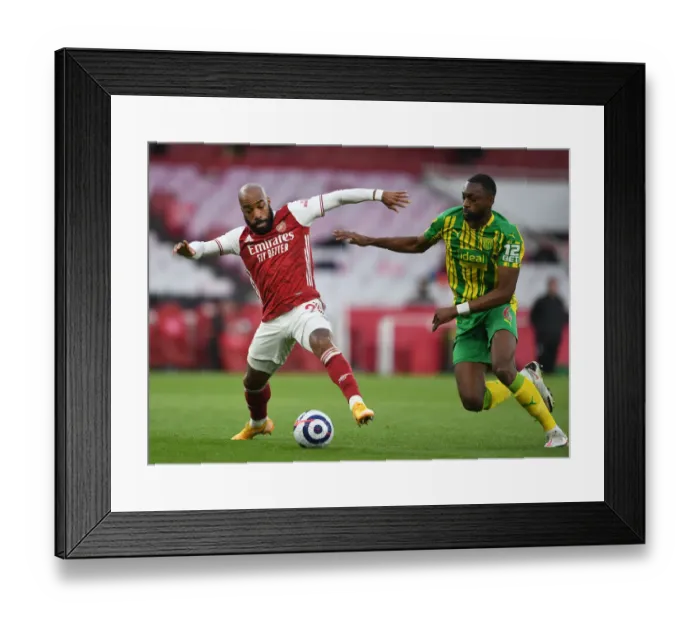 Framed Print : Empty Battle: Lacazette vs. Ajayi in Ghostly Emirates - Arsenal vs. West Bromwich Albion, Premier League 2020-21 Framed Print : Empty Battle: Lacazette vs. Ajayi in Ghostly Emirates - Arsenal vs. West Bromwich Albion, Premier League 2020-21