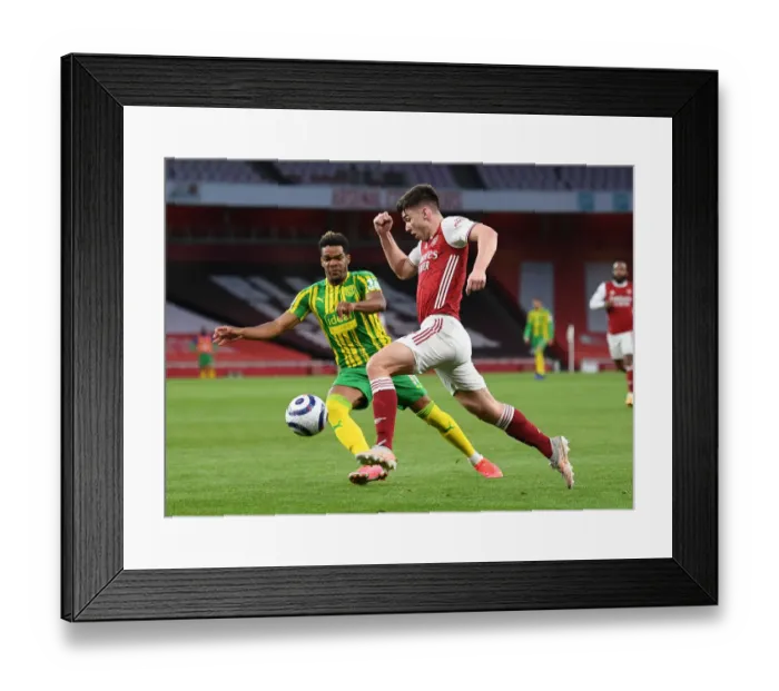 Framed Print : Arsenal vs. West Bromwich Albion: Tierney in Action at Empty Emirates Stadium, May 2021