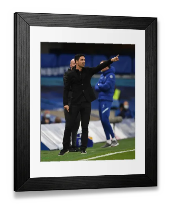 Framed Print : Mikel Arteta at Empty Stamford Bridge: Arsenal vs. Chelsea, Premier League 2021