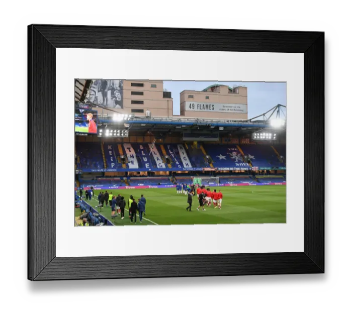 Framed Print : Chelsea vs Arsenal: Premier League Clash in Empty Stamford Bridge (2020-21)