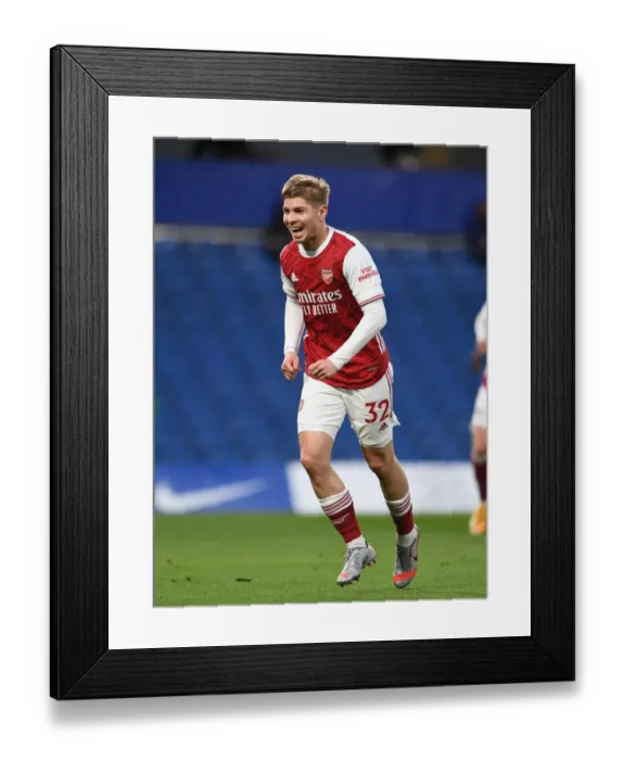 Framed Print : Emile Smith Rowe Scores the Winner: Chelsea vs. Arsenal, Premier League 2020-21 (Behind Closed Doors)