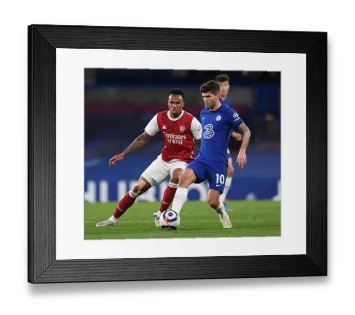 Framed Print : Gabriel Magalhaes Clashes with Christian Pulisic: Chelsea vs. Arsenal, Premier League 2021 Framed Print : Gabriel Magalhaes Clashes with Christian Pulisic: Chelsea vs. Arsenal, Premier League 2021