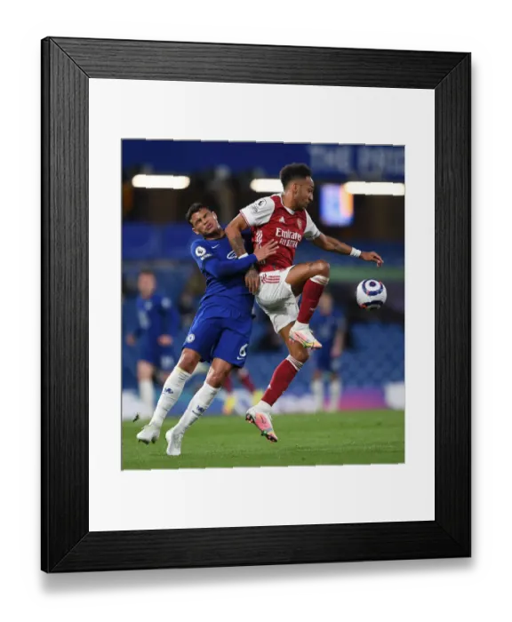 Framed Print : Aubameyang vs. Thiago Silva: A Riveting Rivalry at Empty Stamford Bridge - Premier League 2021 (Chelsea vs. Arsenal) Framed Print : Aubameyang vs. Thiago Silva: A Riveting Rivalry at Empty Stamford Bridge - Premier League 2021 (Chelsea vs. Arsenal)