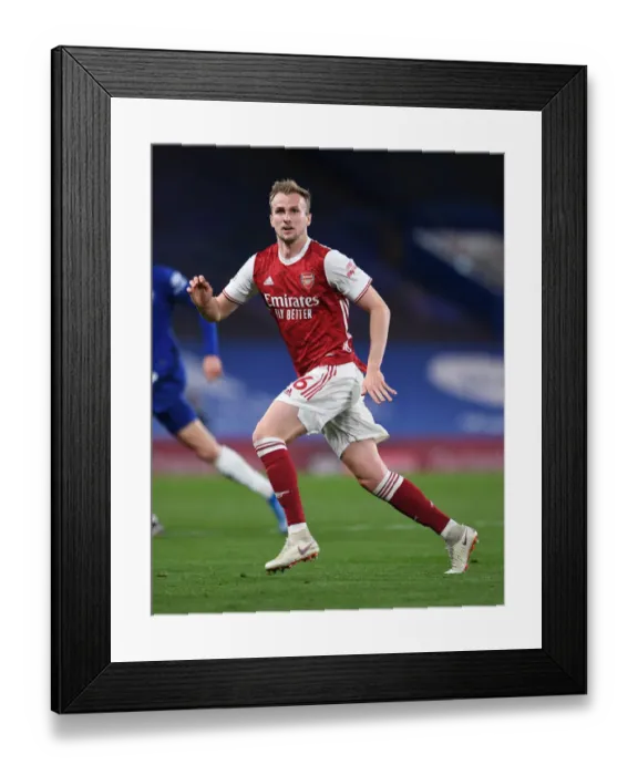 Framed Print : Arsenal's Rob Holding at Empty Stamford Bridge: 2020-21 Premier League Match Amid COVID-19 Restrictions
