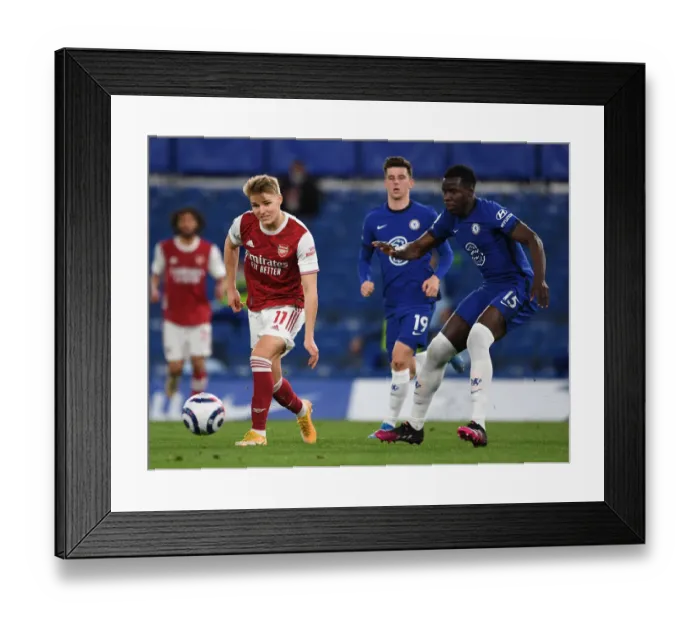 Framed Print : Clash of London Rivals: Martin Odegaard vs. Kurt Zouma at Empty Stamford Bridge - Chelsea vs. Arsenal, Premier League 2020-21 Framed Print : Clash of London Rivals: Martin Odegaard vs. Kurt Zouma at Empty Stamford Bridge - Chelsea vs. Arsenal, Premier League 2020-21