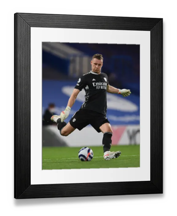 Framed Print : Arsenal's Bernd Leno in Action at Empty Stamford Bridge: Chelsea vs Arsenal, Premier League 2020-21
