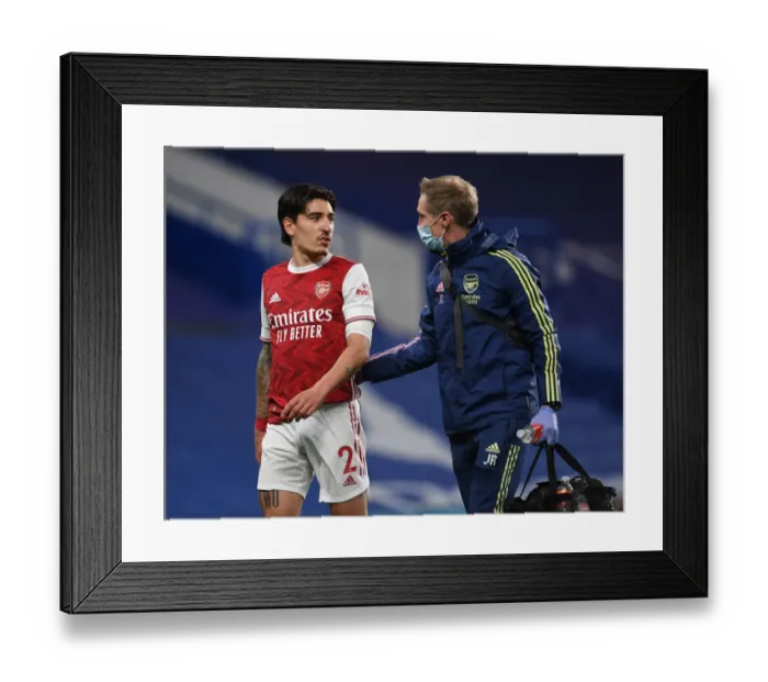 Framed Print : Arsenal's Hector Bellerin Exits Chelsea Match with Injury (2020-21 Premier League)