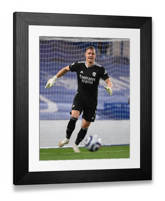 Framed Print : Arsenal's Bernd Leno in Action at Empty Stamford Bridge: Chelsea vs Arsenal, Premier League 2020-21